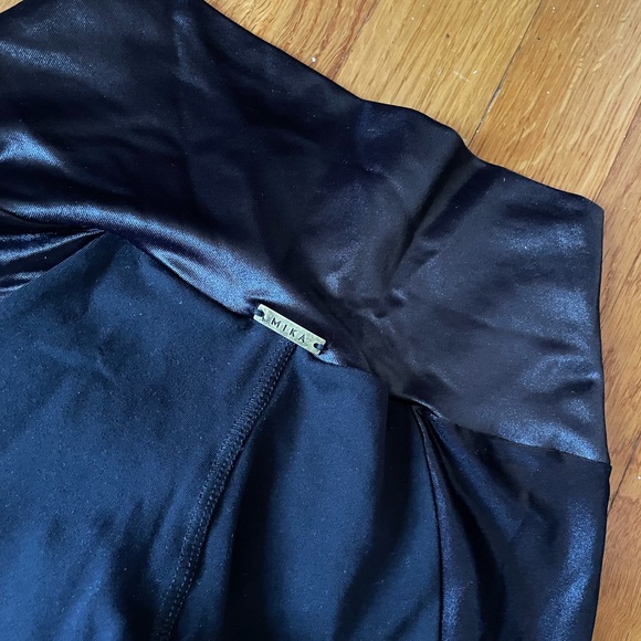 Mika- Black Leggings With Shiny Side Paneling. Size XS (please read) - Picture 2 of 5